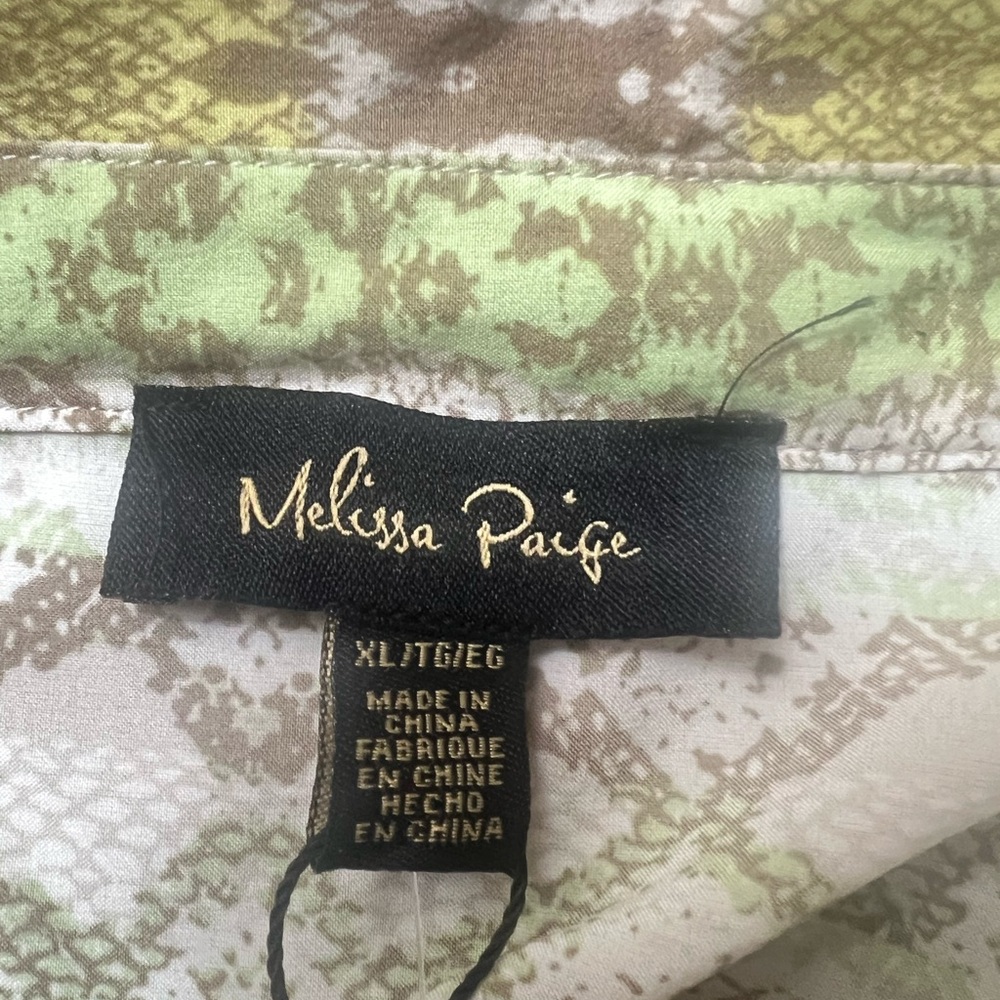 New with Tags Melissa Paige Yellow Green Patterned Long Sleeve Shirt Dress  xl - Picture 8 of 8